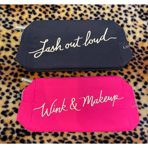 2X Lancome Makeup Bag Lash Wink Travel Bag Black - Picture 1 of 8